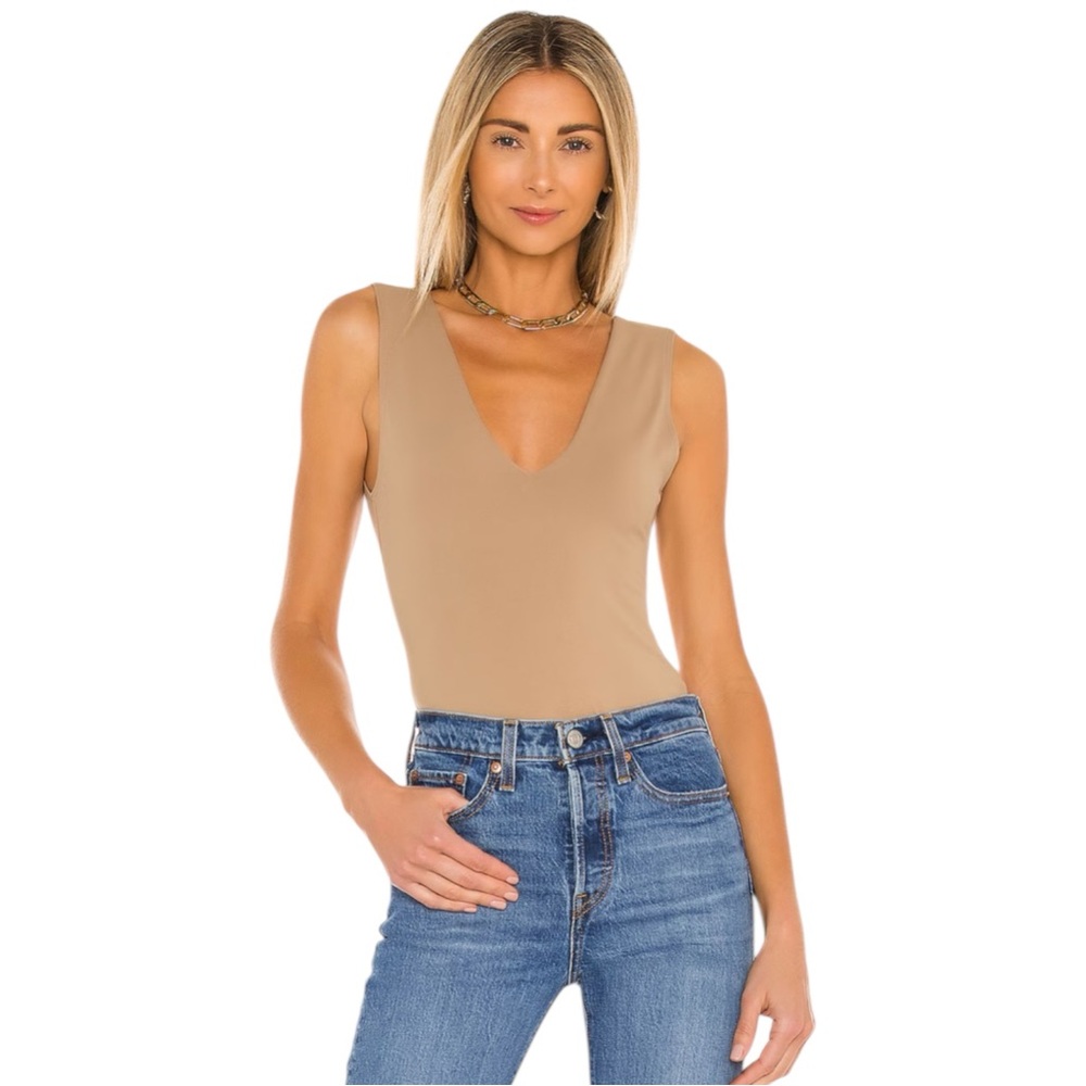 Free People Intimately (EUC) Keep It Sleek Bodysuit in tan/beige Size XL